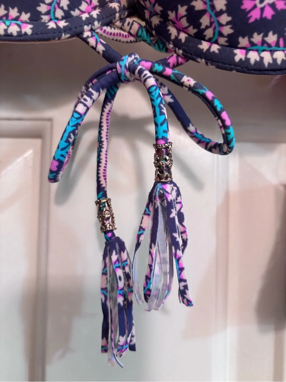 Xhilaration Purple Paisley Push-Up Bikini Top with Pink & Teal Accents